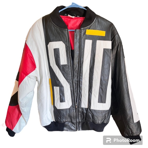 Nike-Side 1 line Leather Jacket - Picture 1 of 5